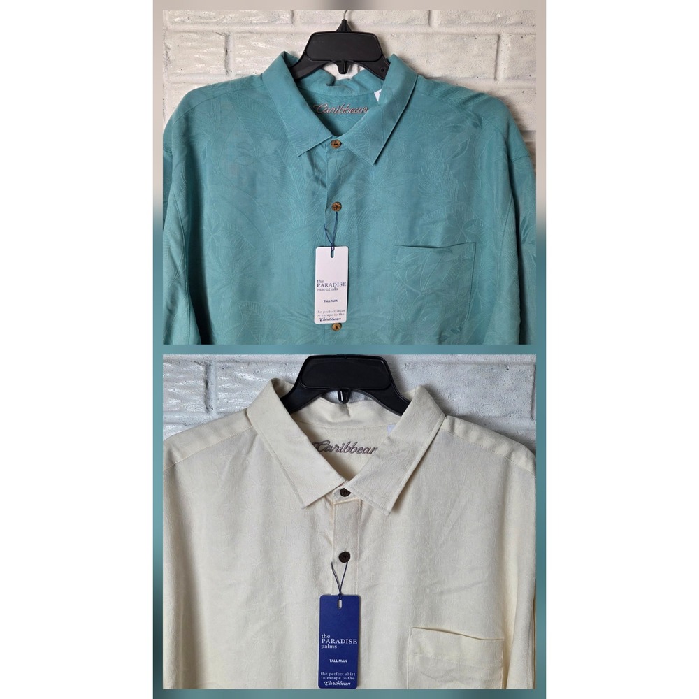 Lot of 2 Caribbean Paradise Palms Essentials Men's size 4XT Tall NWT Blue Ivory
